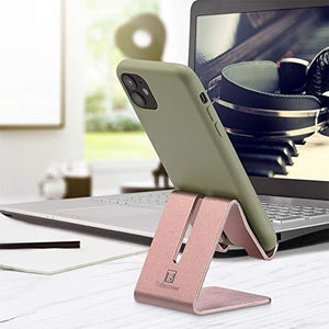 Cell Phone Stand Holder - Aluminum Desktop Solid Portable Universal Desk Stand Compatible with All Mobile Smart Phone Huawei iPhone X 8 7 6 Plus 5 Ipad Mini Tablet Office Decor (Rose Gold) - Decotree.co Online Shop