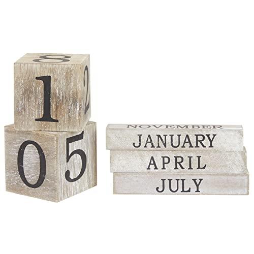 Wooden Date Block Perpetual Calendar for Desk, Office, Teachers, Decor (5 x 4 inch) - Decotree.co Online Shop