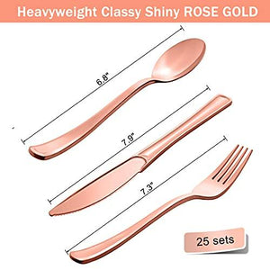 175 Pieces Rose Gold Party Supplies - Rose Gold Dot on White Paper Plates and Napkins Cups Silverware Serves 25 Sets for Wedding Bridal Shower Engagement Birthday Parties - Decotree.co Online Shop