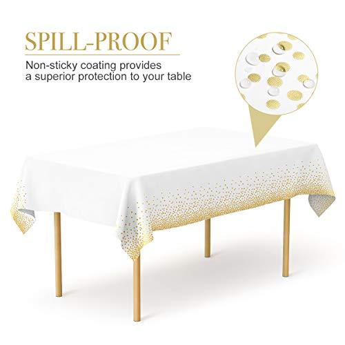Plastic Tablecloths for Rectangle Tables, 6 Pack Disposable Party Table Cloths, Gold Dot Confetti Table Covers with 30 Balloons for Birthday Parties Wedding Anniversary Baby Shower, 54" x 108" - Decotree.co Online Shop