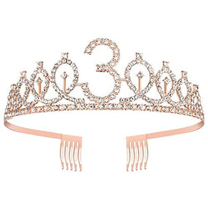 3rd Birthday Sash and Tiara for Girls, Rose Gold Birthday Sash Crown 3 & Fabulous Sash and Tiara for Girls, 3rd Birthday Gifts for Happy 3rd Birthday Party Favor Supplies - Decotree.co Online Shop
