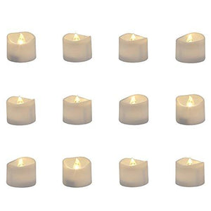 12 pcs Realistic and Bright Flickering Battery Operated Flameless LED Tea Lights - Decotree.co Online Shop