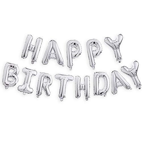 Happy Birthday Banner (3D Sliver Lettering) Mylar Foil Letters | Inflatable Party Decor and Event Decorations for Kids and Adults | Reusable, Ecofriendly Fun - Decotree.co Online Shop