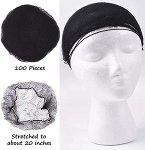 Hair Net 100 Pcs, 20 Inches Hair Nets Elasticity Invisible Elastic Mesh for Food Service, Ballet Bun, Sleeping, Women and Wig (100, Black) - Decotree.co Online Shop