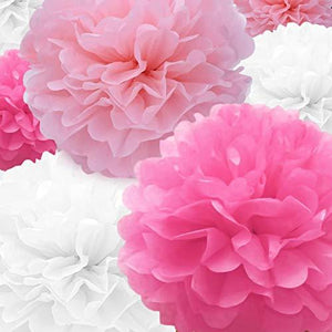 Tissue Paper Pompoms Paper Flower 22 Pcs Pink,Rose Red,White Paper Flower Ball for Birthday Bachelorette Wedding Baby Shower Bridal Shower Party Decoration - Decotree.co Online Shop