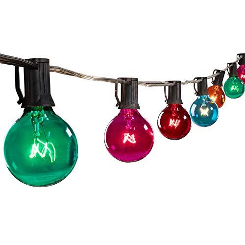 50Ft G40 Globe Patio String Lights with 50 Transparent Multicolor G40 Bulbs, UL Listed Hanging Indoor/Outdoor Christmas String Lights - Decotree.co Online Shop