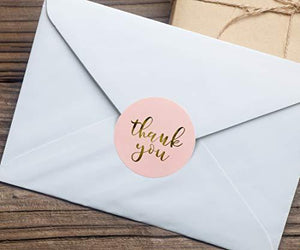 Thank You Stickers with Gold Foil | 1.5 inches | 500 Pink Stickers for Company Gifts & Birthday Party Favors - Decotree.co Online Shop