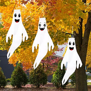 43" Halloween Ghost Windsocks Hanging Decorations - Flag Wind Socks for Home Yard Outdoor Decor Party Supplies (3 Pieces) - Decotree.co Online Shop
