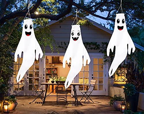43" Halloween Ghost Windsocks Hanging Decorations - Flag Wind Socks for Home Yard Outdoor Decor Party Supplies (3 Pieces) - Decotree.co Online Shop