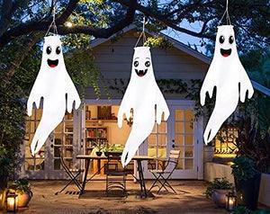 43" Halloween Ghost Windsocks Hanging Decorations - Flag Wind Socks for Home Yard Outdoor Decor Party Supplies (3 Pieces) - Decotree.co Online Shop