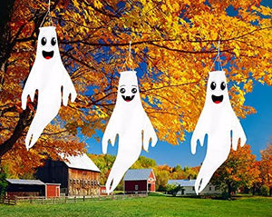43" Halloween Ghost Windsocks Hanging Decorations - Flag Wind Socks for Home Yard Outdoor Decor Party Supplies (3 Pieces) - Decotree.co Online Shop