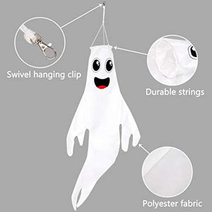 43" Halloween Ghost Windsocks Hanging Decorations - Flag Wind Socks for Home Yard Outdoor Decor Party Supplies (3 Pieces) - Decotree.co Online Shop