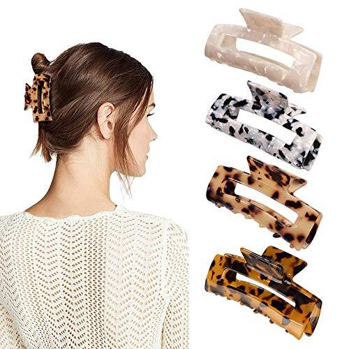 4PCS Hair Claw Clips, Acrylic Hair Banana Barrettes, Celluloid French Butterfly Jaw Clips,Tortoise Shell Grip Pin Teeth Clamp - Decotree.co Online Shop