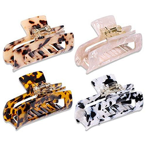 4PCS Hair Claw Clips, Acrylic Hair Banana Barrettes, Celluloid French Butterfly Jaw Clips,Tortoise Shell Grip Pin Teeth Clamp - Decotree.co Online Shop
