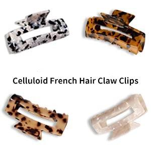 4PCS Hair Claw Clips, Acrylic Hair Banana Barrettes, Celluloid French Butterfly Jaw Clips,Tortoise Shell Grip Pin Teeth Clamp - Decotree.co Online Shop