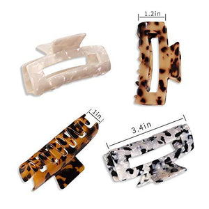 4PCS Hair Claw Clips, Acrylic Hair Banana Barrettes, Celluloid French Butterfly Jaw Clips,Tortoise Shell Grip Pin Teeth Clamp - Decotree.co Online Shop