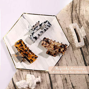 4PCS Hair Claw Clips, Acrylic Hair Banana Barrettes, Celluloid French Butterfly Jaw Clips,Tortoise Shell Grip Pin Teeth Clamp - Decotree.co Online Shop