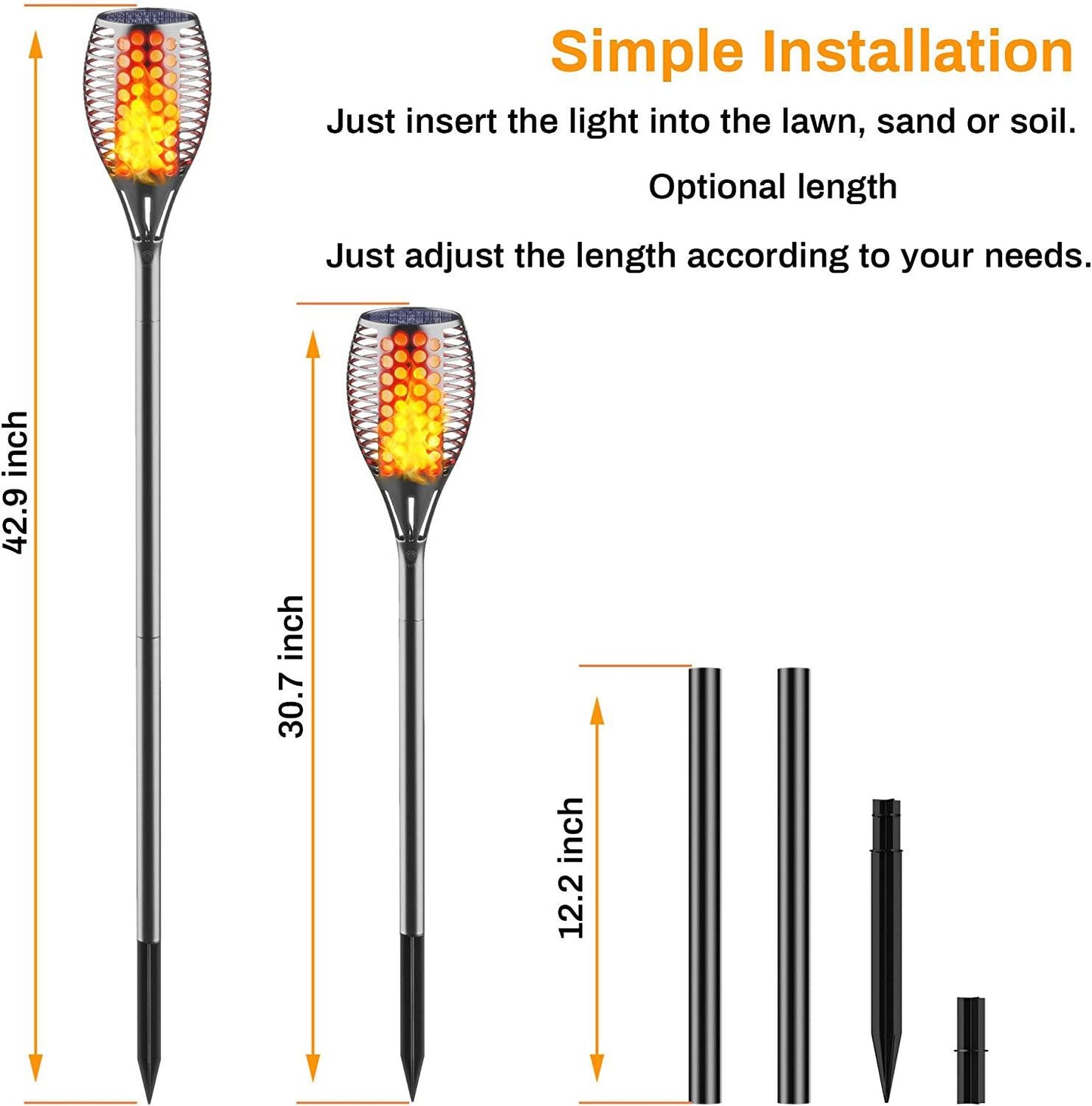 4pcs Outdoor Waterproof Flickering Flames Torches Lights Upgraded Solar Spotlights Landscape - Decotree.co Online Shop