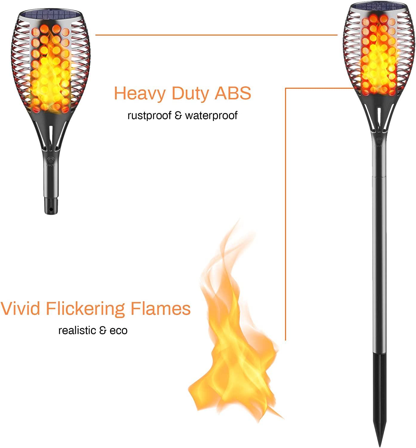 4pcs Outdoor Waterproof Flickering Flames Torches Lights Upgraded Solar Spotlights Landscape - Decotree.co Online Shop