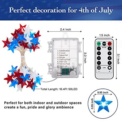 4th of July Decorations Lights, 4th of July Star Flag String Lights for National Day - Decotree.co Online Shop