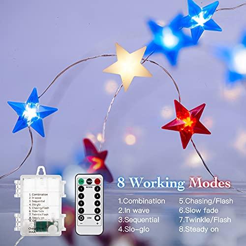 4th of July Decorations Lights, 4th of July Star Flag String Lights for National Day - Decotree.co Online Shop