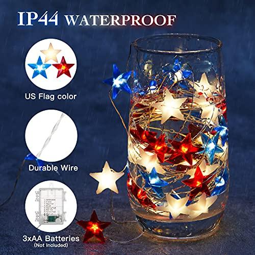 4th of July Decorations Lights, 4th of July Star Flag String Lights for National Day - Decotree.co Online Shop