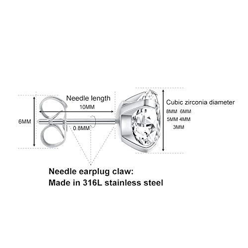 5 Pairs Stud Earrings Set, Hypoallergenic Cubic Zirconia 316L Earrings Stainless Steel - Decotree.co Online Shop