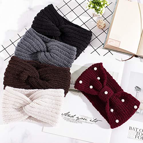 5 Pieces Knit Headbands Winter Ear Warmers, Hair Scrunchies Scarves for Women Girls - Decotree.co Online Shop