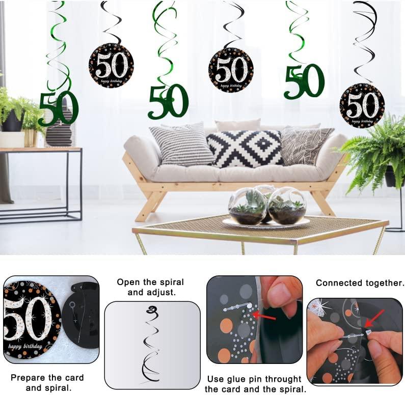 50th Birthday Decorations for Men Women Green Black Birthday Party Balloons for 50 Birthday - Decotree.co Online Shop
