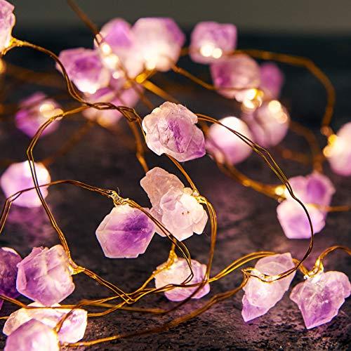 Natural Amethyst Raw Stones USB/Battery Powered 10FT 40 LEDs with Remote for Meditation Wedding Day Present Bedroom Christmas Party Birthday - Decotree.co Online Shop