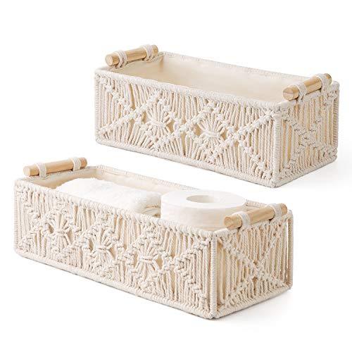 2pcs Handmade Woven Macrame Storage Baskets Boho Decor Box - Decotree.co Online Shop