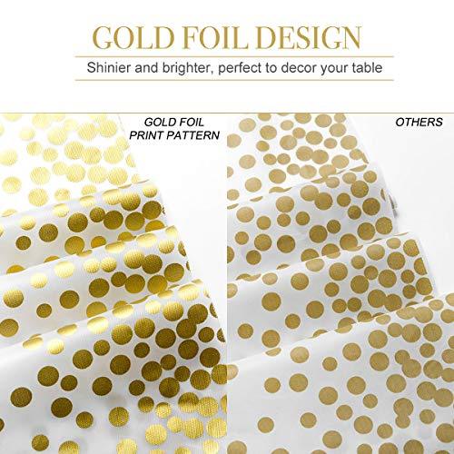 Plastic Tablecloths for Rectangle Tables, 6 Pack Disposable Party Table Cloths, Gold Dot Confetti Table Covers with 30 Balloons for Birthday Parties Wedding Anniversary Baby Shower, 54" x 108" - Decotree.co Online Shop