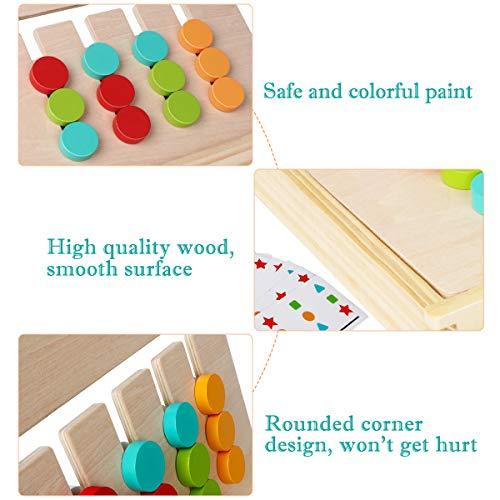 Montessori Learning Toys Slide Puzzle Color & Shape Matching Brain Teasers Logic Game Preschool Educational Wooden Toys for Kids Boys Girls Age 3 4 5 6 7 Years Old Travel Toys Birthday Gift - Decotree.co Online Shop