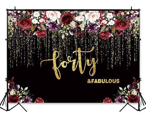 Flowers Gold 50th Birthday Party Backdrop Adult Lady Golden Glitter Photography Background - Decotree.co Online Shop