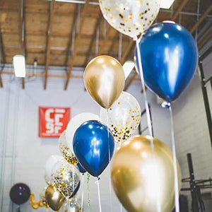 Navy Blue and Gold Balloons 130 Pcs 12 Inch Confetti Balloons White Latex Balloon Garland Kit with Balloon Accessories - Decotree.co Online Shop