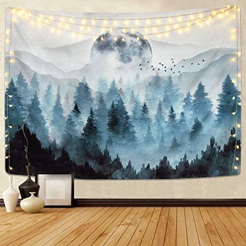 Misty Forest Tapestry Foggy Mountain Tapestry Magical Tree Tapestry Nature Tapestry Woodland Tapestry - Decotree.co Online Shop