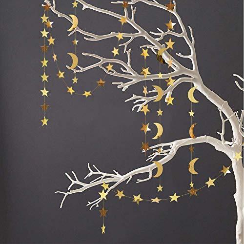Gold Star Moon Garland Hanging Garands Streamers Banner Backdrop for Twinkle Little Star Party Decoration First Birthday/Baby Shower/Wedding - Decotree.co Online Shop