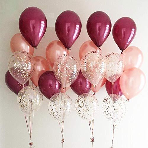 62 Pieces Rose Gold Burgundy Confetti Balloons Kit, 12 Inch Rose Gold Confetti Burgundy Rose Gold Latex Balloons - Decotree.co Online Shop