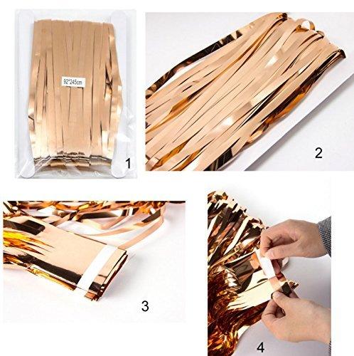 2pcs 3ft x 8.3ft Rose Gold Metallic Tinsel Foil Fringe Curtains Photo Booth Props for Birthday Wedding Engagement Bridal Shower Baby Shower Bachelorette Holiday Celebration Euphoria Party Decorations - Decotree.co Online Shop
