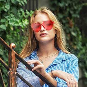 2 Pieces Heart Shape Rimless Sunglasses Transparent Candy Color Frameless Glasses Love Eyewear - Decotree.co Online Shop