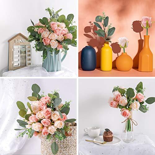 34pcs Rose Artificial Flowers, Silk Flowers with Stems and Artificial Eucalyptus Leaves Bulk Fake Flowers Bouquet, Centerpieces - Decotree.co Online Shop