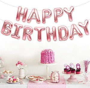 Rose Gold Happy Birthday Balloons Banner 16inch Tall Set for Her Birthday Party Decorations and Supplies Kit - Decotree.co Online Shop