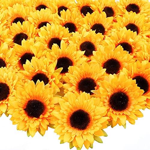 32pcs 3.5" Fake Sunflowers, Artificial Sunflower Heads, Faux Silk Sunflower Decoration for Christmas Tree Craft Home Party Wedding Decor - Decotree.co Online Shop