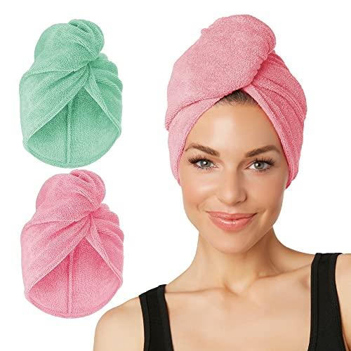 Extra Long Microfiber Hair Towel Wrap for Women and Men | 2 Pack | Bathroom Essential Accessories | Quick Dry Hair Turban for Drying Curly, Long & Thick Hair - Decotree.co Online Shop