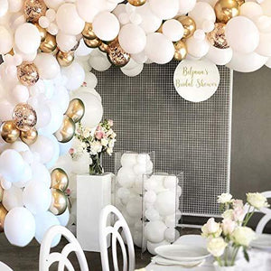 White Balloon Arch Garland Kit, 124 Pieces White Gold and Gold Confetti Latex Balloons for Baby Shower Wedding Birthday - Decotree.co Online Shop