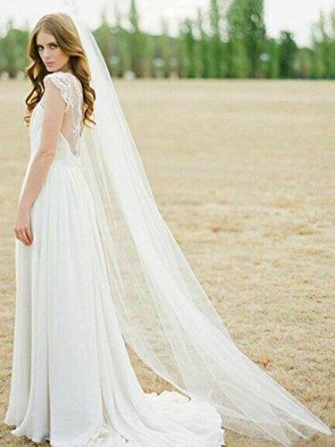 Wedding Veil Comb Bridal Cathedral Veil 1 Tier Drop Veil Wedding Rhinestones Hair Comb for Brides, 118 Inches (Ivory) - Decotree.co Online Shop