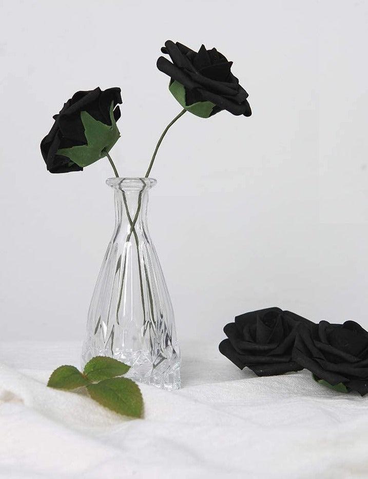 Real Looking Black Foam Fake Roses with Stems for DIY Wedding Bouquets Centerpieces Arrangements Party Decor - Decotree.co Online Shop