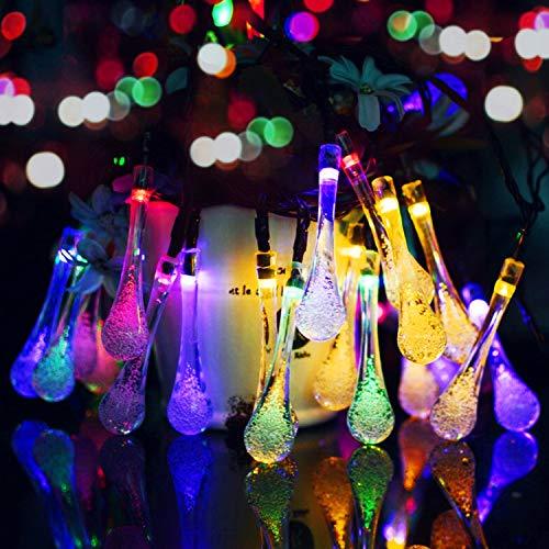 Outdoor Solar String Lights, 40 Led Water Drop Solar Powered Lights with 8 Modes - Decotree.co Online Shop