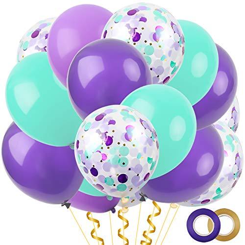 60pcs Mermaid Balloons, Latex Confetti Balloons, Purple Blue Balloons - Decotree.co Online Shop