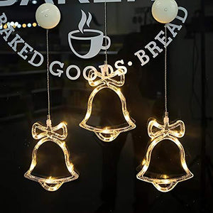 Christmas Bells Motif Hanging Lights 8" LED Jingle Bell Icicle Lights 2 Pack for Xmas Party Bedroom Winter New Year Indoor Outdoor Decor - Decotree.co Online Shop